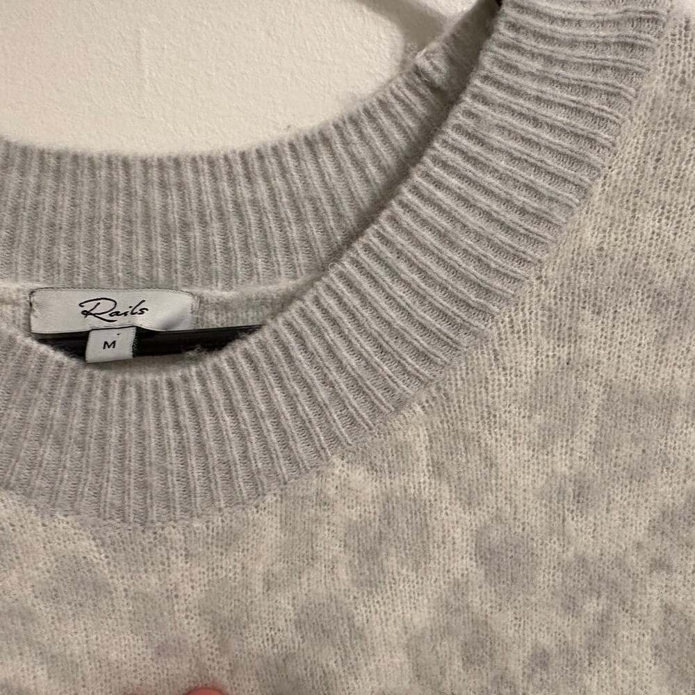 Rails Lana Ivory Grey Mixed Animal Print Wool Cashmere-Blend Sweater - Picture 2 of 3